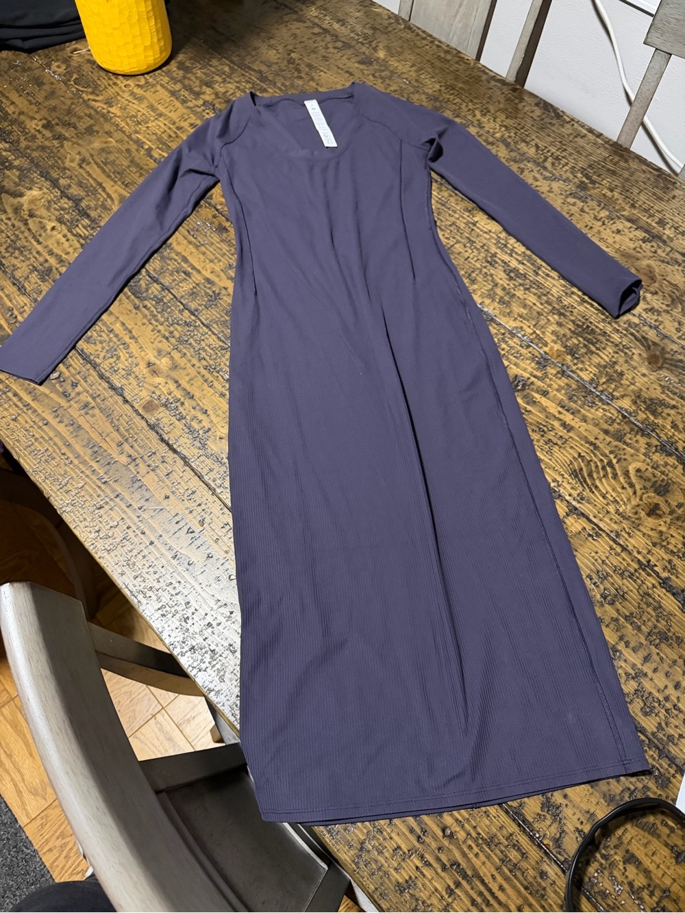 Lululemon All Aligned Ribbed Long-Sleeve Midi Dress - Oil Grey - Size 4
